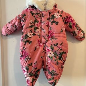 Floral Pink Baby Snowsuit